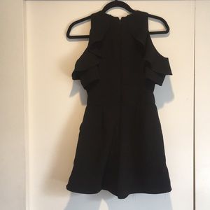 Black, open shoulder, ruffle romper!